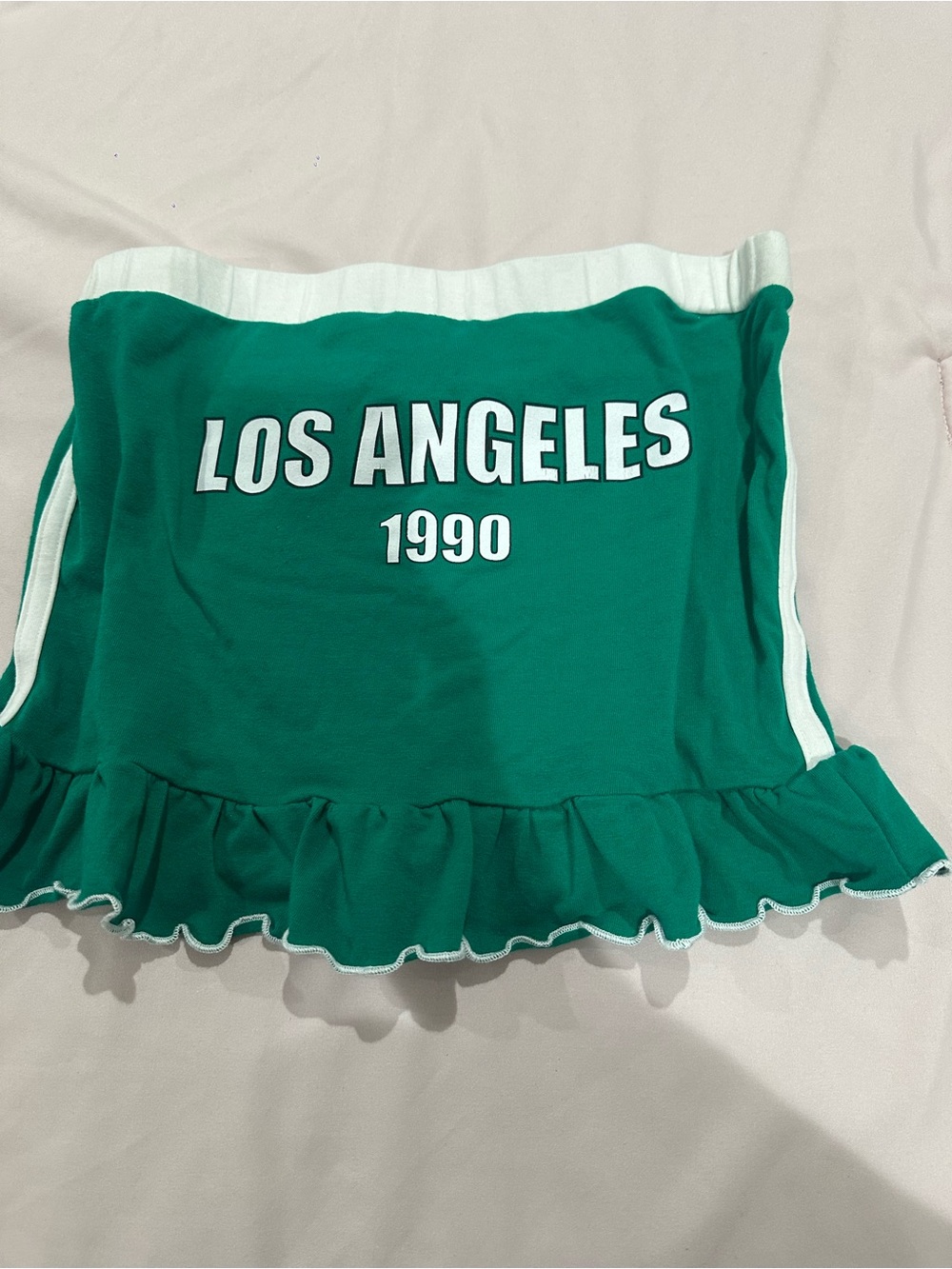 Forever 21 Green Los Angeles 1990 Ruffle Mini Top